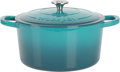Crock-Pot Artisan 7-Quart Round Dutch Oven – Teal Ombre, Enameled Cast Iron by Crock-PotBrand
