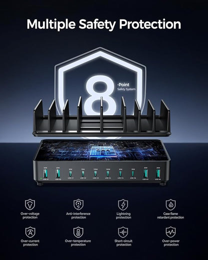 400W Charging Station for Multiple Devices, 10 Port Double PD 100W USB C - Image 3