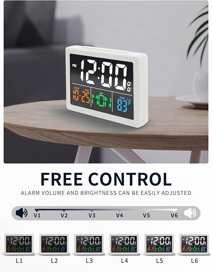 Digital Alarm Clock, with 5.5" Large LED Time Display, Adjustable Alarm Volume - Image 4