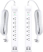2 Pack Power Strip, 12FT Long Extension Cord, Surge Protector by Mifaso