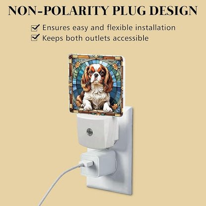 PODMemory Cavalier King Charles Spaniel Stained Glass Night Lights Plug into - Image 4
