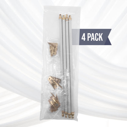 Amazing Drapery Hardware White Swivel Sash Curtain Rods with Brass Ends, Set of 4 (Hardware Included) - Adjustable Length 21-38 Inches, Easy to Install Metal Rods for Doors, Windows, and Sidelights