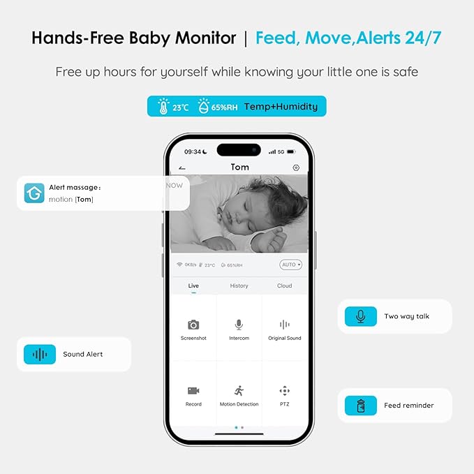 ieGeek Baby Monitor with Camera and Audio, Upgraded Night Vision/PTZ/2-Way - Image 4