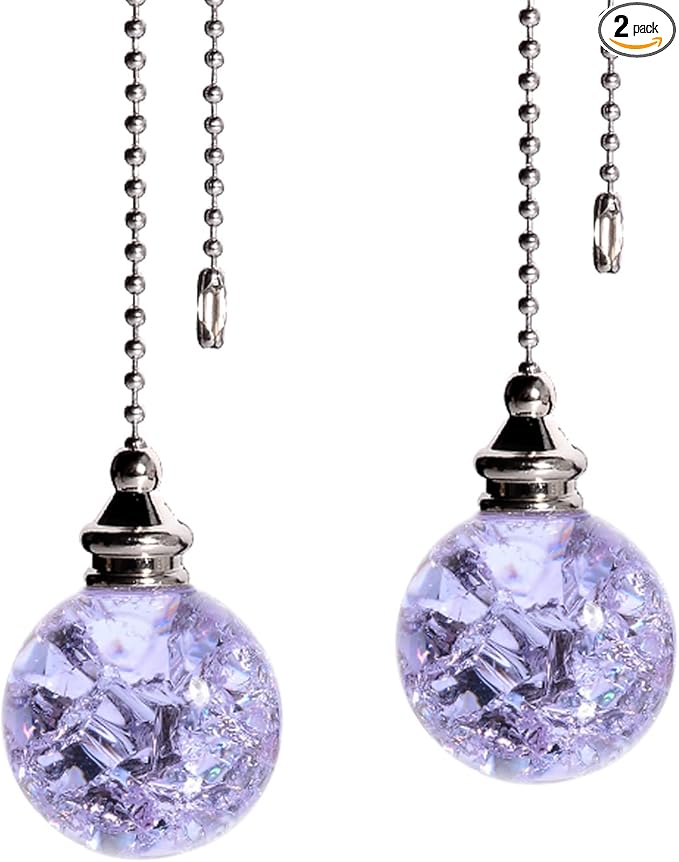 LONGSHENG - SINCE 2001 - 2PCS Purple Pull Chain Crystal Glass Ice Cracked Ball by LONGSHENG-SINCE2001-