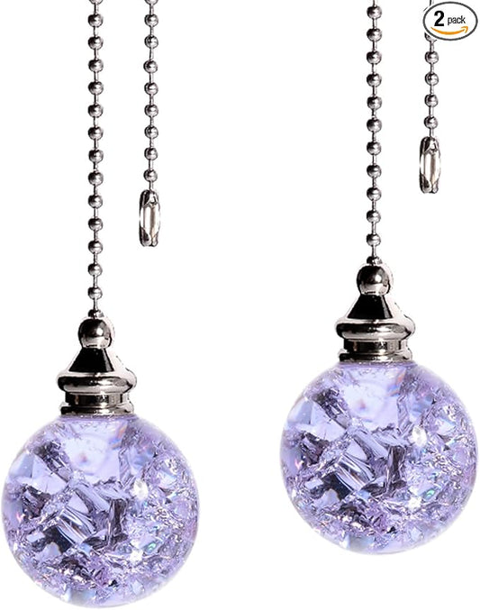 LONGSHENG - SINCE 2001 - 2PCS Purple Pull Chain Crystal Glass Ice Cracked Ball by LONGSHENG-SINCE2001-