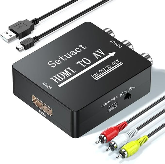 Setuact HDMI to AV Converter, HDMI to RCA Converter, Supports PAL/NTSC by Setuact