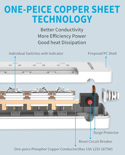 ROOTOMA Power Strip Surge Protector - Image 7