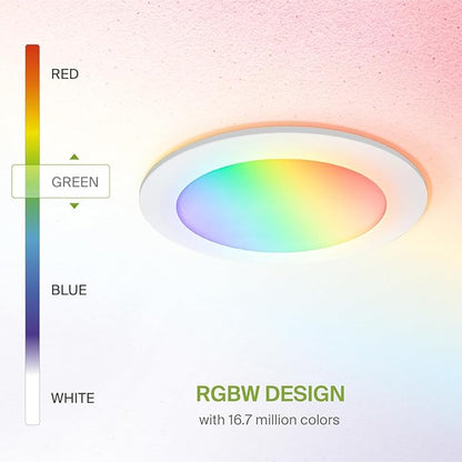 ASD 6 Pack LED Smart Recessed Lighting 6 Inch 15W, RGBW Color Changing Lights - Image 4