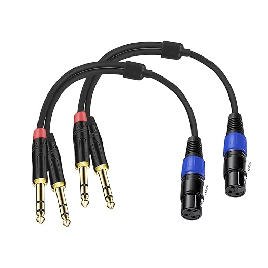 2Pack 6.35mm Dual TRS to XLR Female Cable by Jozzai