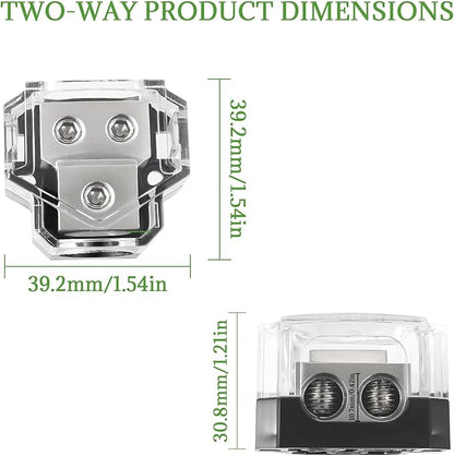 BOJACK 2 Way Power Distribution Connecting Block 1x0/2/4 Gauge Input 2x4/8 - Image 2