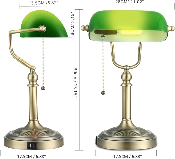 Newrays Green Glass Bankers Desk Lamp - Image 4
