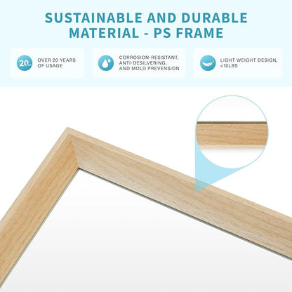 Oak Wood Effect Framed Wall Mirror, 30x48 Rectangle Mirror, Anti-desilvering - Image 4