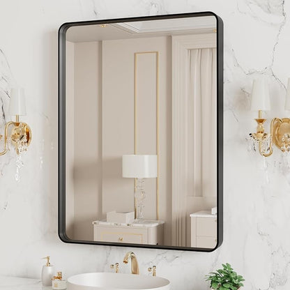 LOAAO 20X16 Inch Black Metal Framed Bathroom Mirror - Image 3