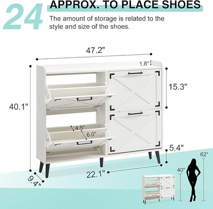Shoe Storage Cabinet, Farmhouse Shoe Organizer - Image 2