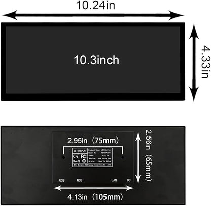 VSDISPLAY 10.3 Inch Touch LCD Monitor 1920x720 IPS Supports USB Flash Drive 2.0 - Image 6