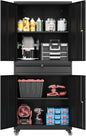 73" Metal Cabinet-Black Heavy Duty Rolling Storage Cabinet Steel Tool Cabinets by Fesbos
