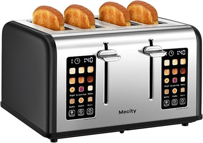 Mecity 4 Slice Toaster with Touch Screen Control, 4 Wide Slots, Stainless Steel by Mecity