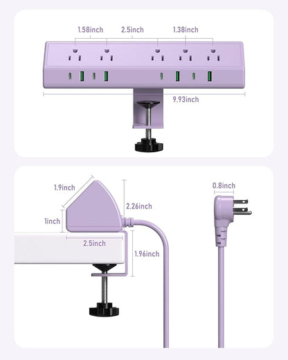 Jgstkcity Desk Clamp Power Strip, 45W Fast Charging Station, 4 USB-C, 4 USB-A - Image 5