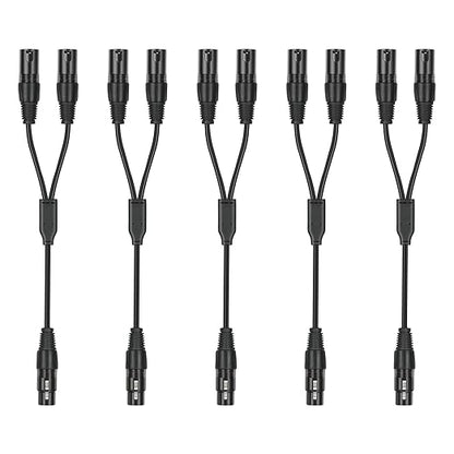 5 Pack XLR Splitter Cable, 1 Female to 2 Male, 1.5FT Stereo Mic to L&R Audio by SZLliyxs