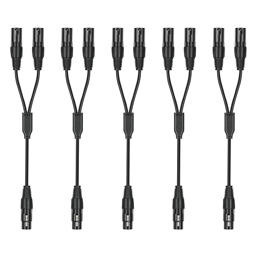5 Pack XLR Splitter Cable, 1 Female to 2 Male, 1.5FT Stereo Mic to L&R Audio by SZLliyxs