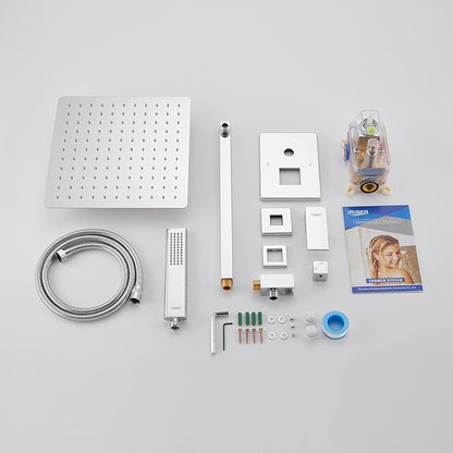 Iriber Chrome Shower System 10 Inch High Pressure Rainfall Shower Head and - Image 7