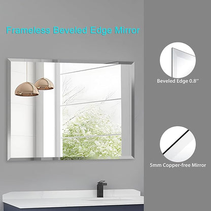 Beveled Mirror, Rectangular Beveled Edge Bathroom Vanity Mirror, Upgraded - Image 2