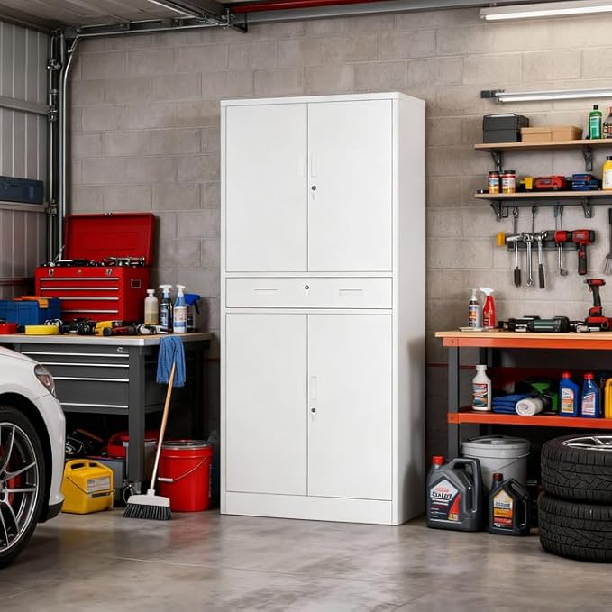 Metal Storage with 1 Drawer, Steel Storage File Cabinet - Image 9