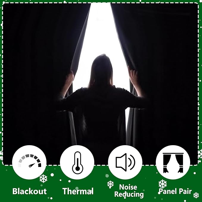 Hiasan Blackout Curtains for Bedroom and Living Room, Light Blocking, Noise - Image 3