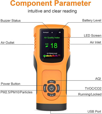 Portable 6-in-1 Air Quality Monitor Indoor Air Quality Tester Air Quality Meter - Image 6