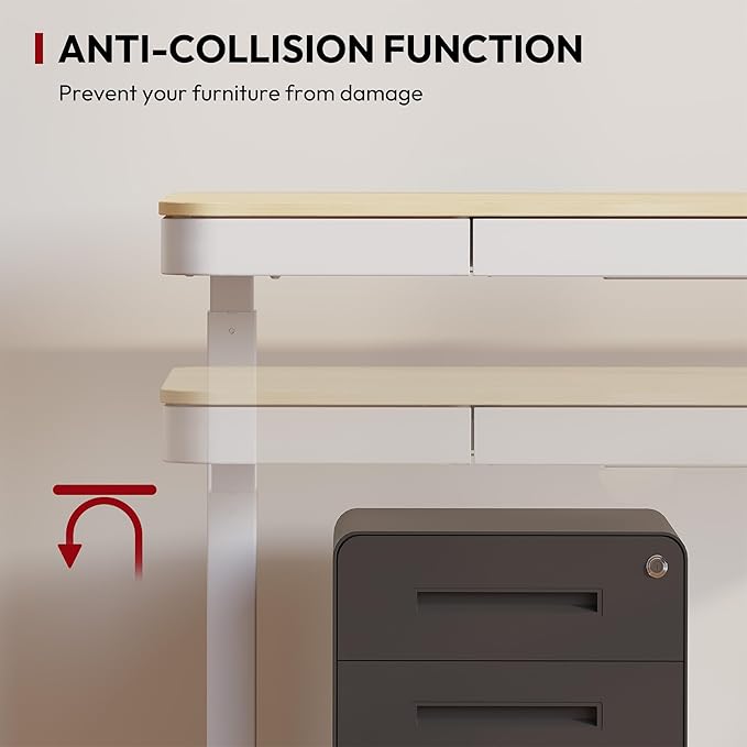 Standing Desk with Drawer, Electric Height Adjustable Home Office Desk with - Image 7