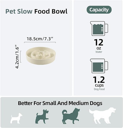Ceramic 1.2 Cup Slow Feeder Dog Bowl - Image 2