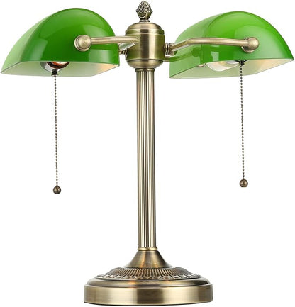 Newrays Green Double Head Glass Bankers Desk Lamp - Image 6