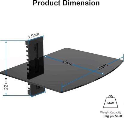 suptek Glass Floating Shelf, 1 Tier Media Shelf - Image 3
