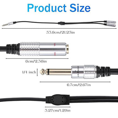 6.35mm TS Guitar Signal Audio Y Splitter Cable, 1/4 Inch Mono Male to Dual Mono - Image 2
