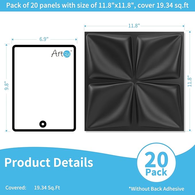 Art3d 20 Pack Decorative 3D Wall Panels, 19 Sq.Feet PVC Interior Wall Décor - Image 2