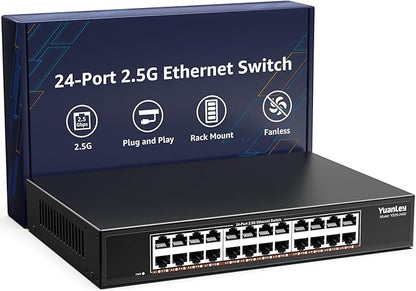 YuanLey 24-Port 2.5G Ethernet Switch, Unmanaged 2.5Gbps Network Switch by YuanLey
