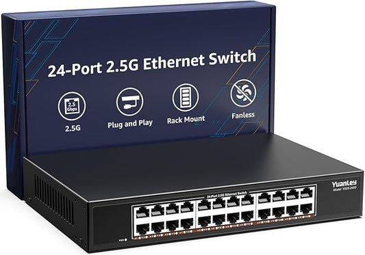 YuanLey 24-Port 2.5G Ethernet Switch, Unmanaged 2.5Gbps Network Switch by YuanLey