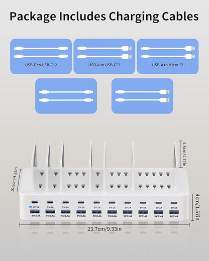 270W Charging Station for Multiple Devices, 20-Port USB Fast Charging Station - Image 8
