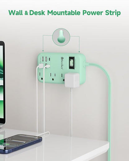 6 USB Green Travel Power Strip- 5Ft Green Extension Cord - Image 5