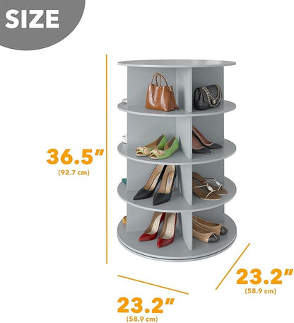 SpaceAid 4 Tier Rotating Shoe Rack Tower, Spinning Shoe Display Lazy Susan - Image 2