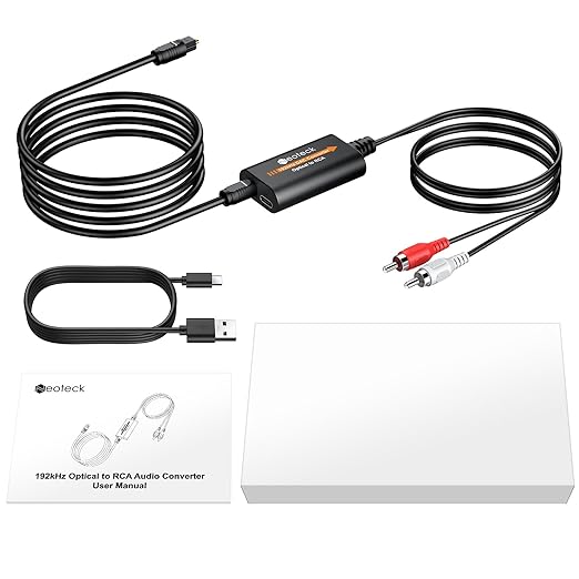 Neoteck 192kHz DAC Converter 5.9ft/1.8m Optical to RCA Cable SPDIF to RCA - Image 8