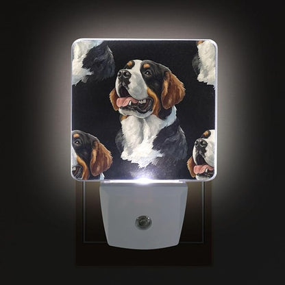 Pigsaly Led Night Light Watercolor Cute St Bernard Dogs Head Night Light Plug - Image 4