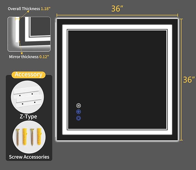 36"x36" LED Bathroom Mirror - Image 8