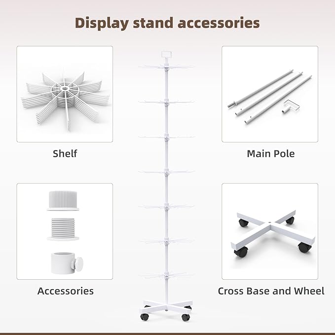 YEOOE Retail Display Racks 7 Tier Spinning Display Stand, Movable Shop Spinner - Image 4