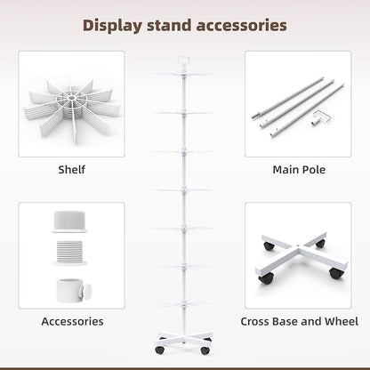 YEOOE Retail Display Racks 7 Tier Spinning Display Stand, Movable Shop Spinner - Image 4