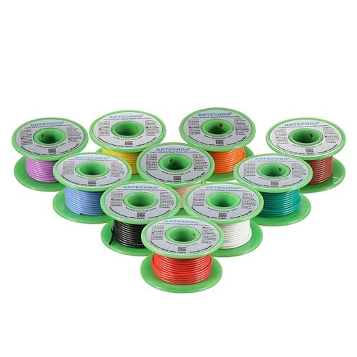 BNTECHGO 22 Gauge Silicone Wire Kit 10 Color Each 25 ft Flexible 22 AWG by BNTECHGO