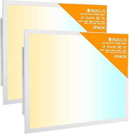 2 Pack 2x2 LED Flat Panel Light Drop Ceiling Office Fixture, Surface Mount Drop by Unknown