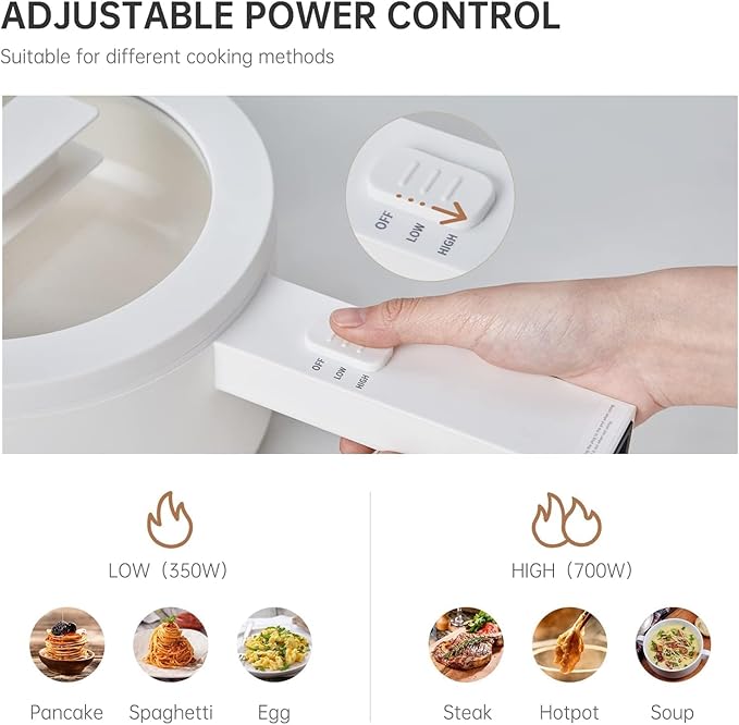 olakys. Electric Hot Pot, 1.5L Mini Hot Pot, Ceramic Glaze Non-stick Portable - Image 5