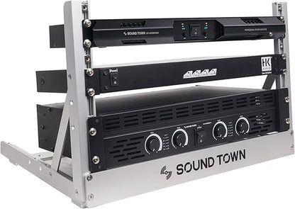 Sound Town 6U Aluminum 2-Post Desktop Open-Frame Rack, Angle Adjustable - Image 2