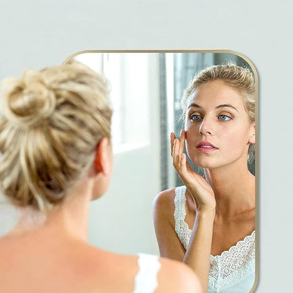 48x30 Inch Gold Bathroom Mirror, Brushed Gold Metal Framed Rectangular Mirror - Image 3